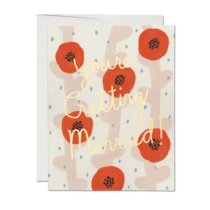 Wedding Poppies wedding greeting card for wholesale by Red Cap Cards