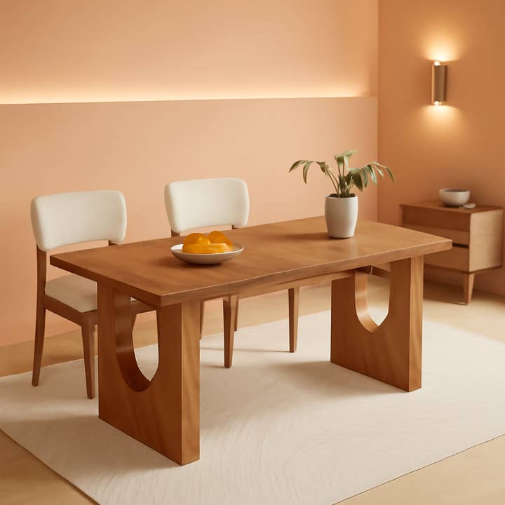 Dining Table 71 Inch Rustic Brown With Wood Pedestal for wholesale by ShipItFurniture