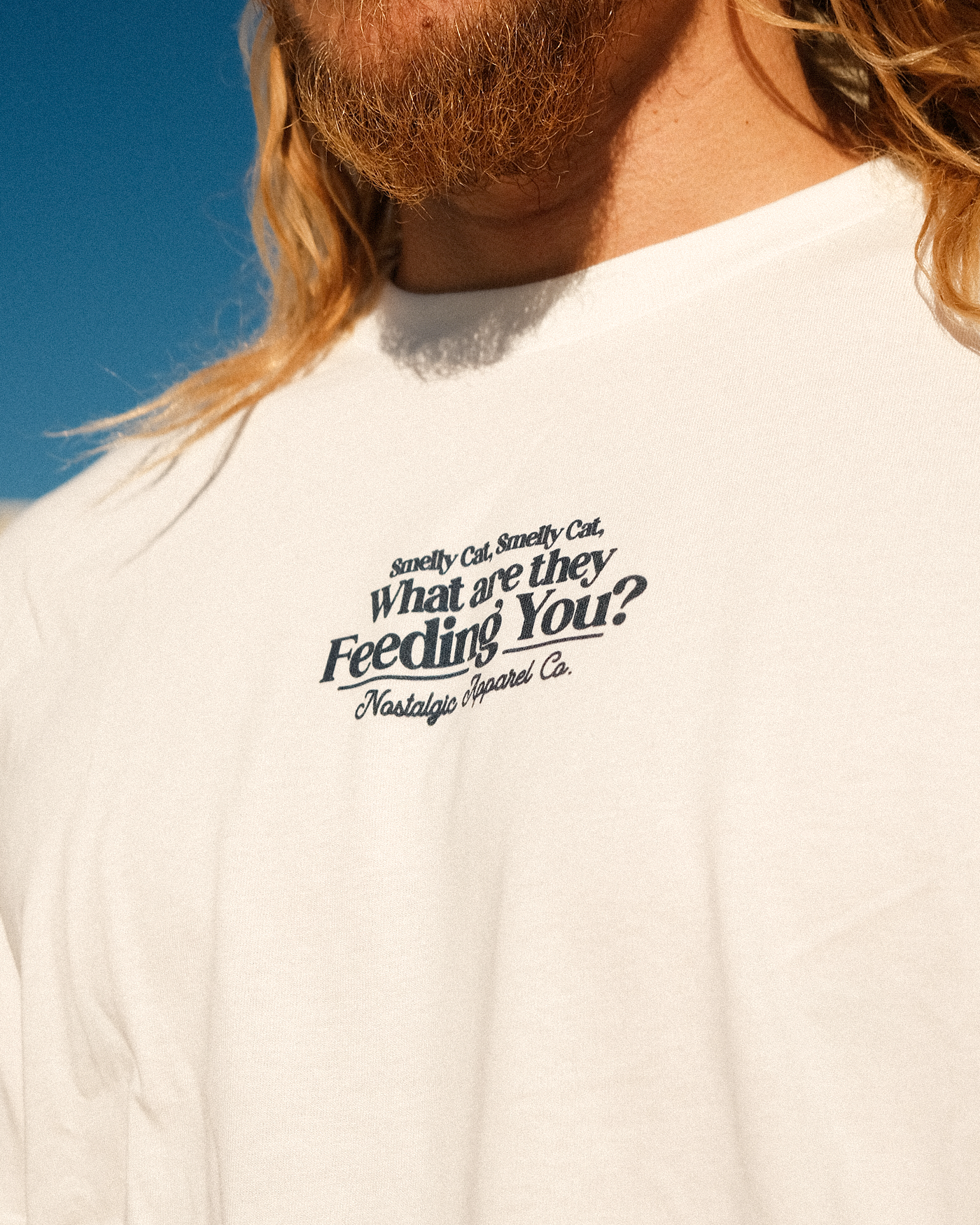 Nostalgic Apparel – wholesale Screen printed t-shirt – unisex – Smelly Cat | OffWhite Tee4