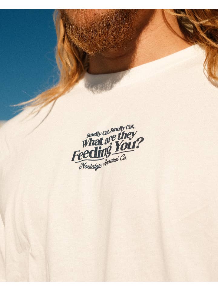 Nostalgic Apparel - Wholesale Screen Printed T-Shirt - Unisex - Smelly Cat | OffWhite Tee4