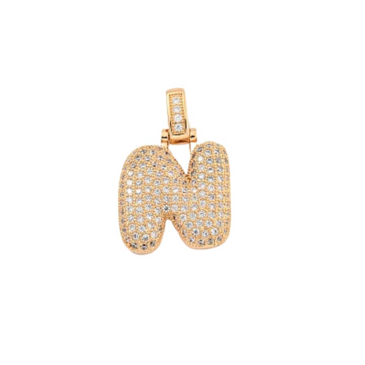 The Charm Bar Company - Wholesale Individual Charm/Pendant - Light Gold Rhinestone Bubble Initial Letter | Alphabet Charm13
