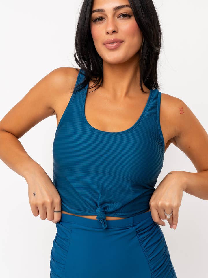 Midnight Tide Knotted Front Swim Top for wholesale by Coral Reef Swim