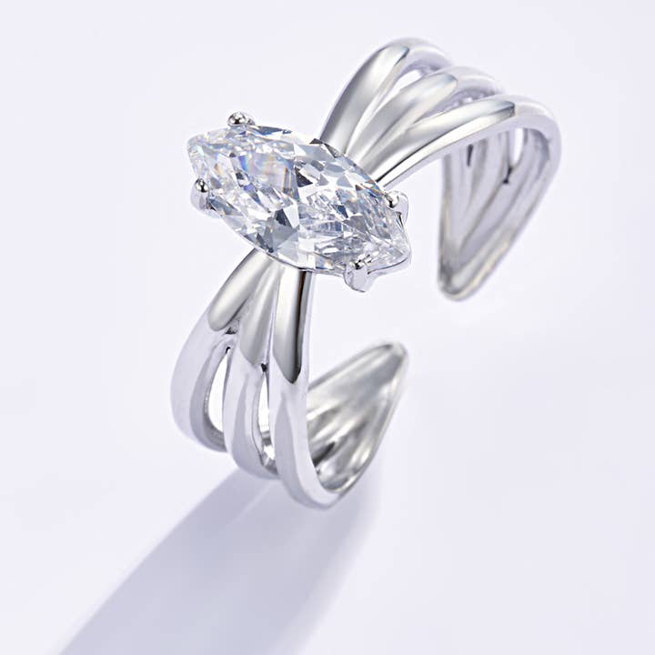 BYREN | ÉLINE L'ATELIER - Wholesale Band/Stacked Ring - Ring with strasse stone in stainless steel 424RX183