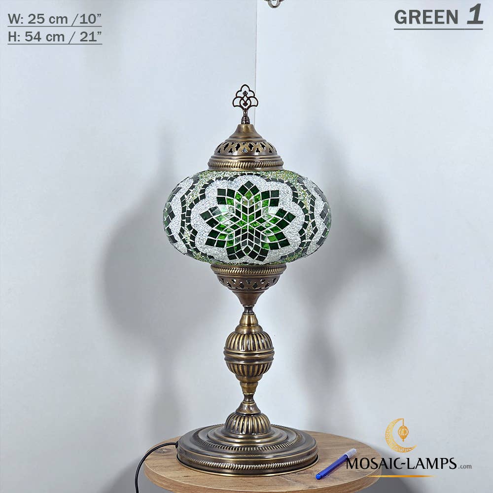 Mosaic Lamps - Wholesale Accent/Desk Lamp - 10+ Colors - Turkish Mosaic X Large Globe Table Lamp, Marrak23