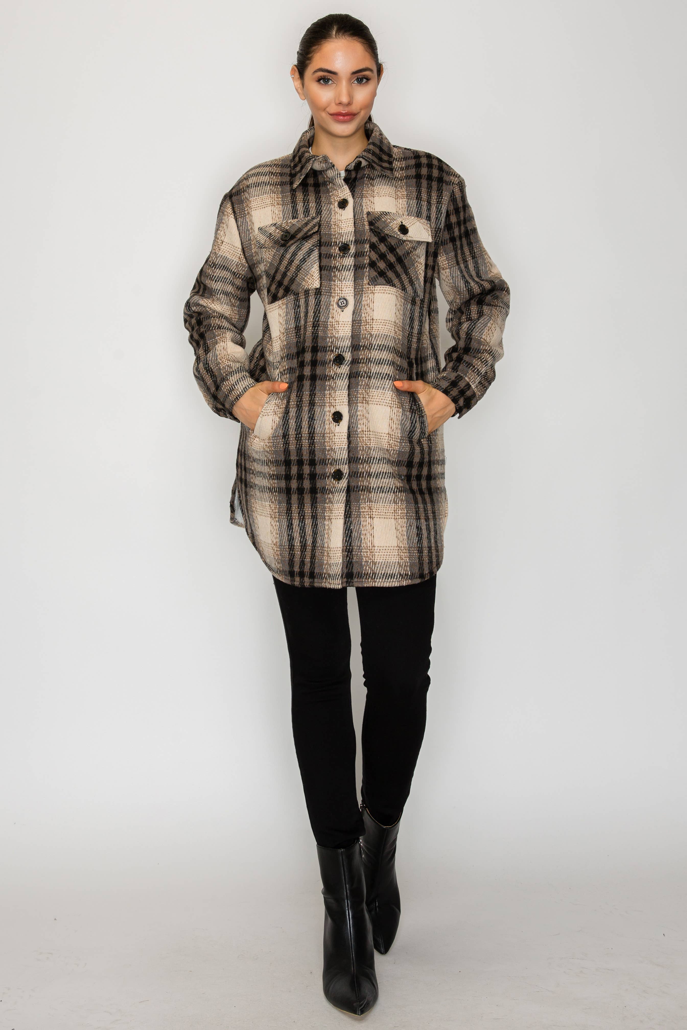 PATRONCITO USA INTERNATIONAL, INC - Wholesale Shirt Jacket/Shacket - Women's - Women Plaid Long Button Shirts Jackets (Shakets) LJ450-202539