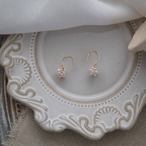 Haengseongworkshop - Wholesale Dangle Earrings - 2-3mm baroque white freshwater pearl wire Wrapped dangle earrings nickel free