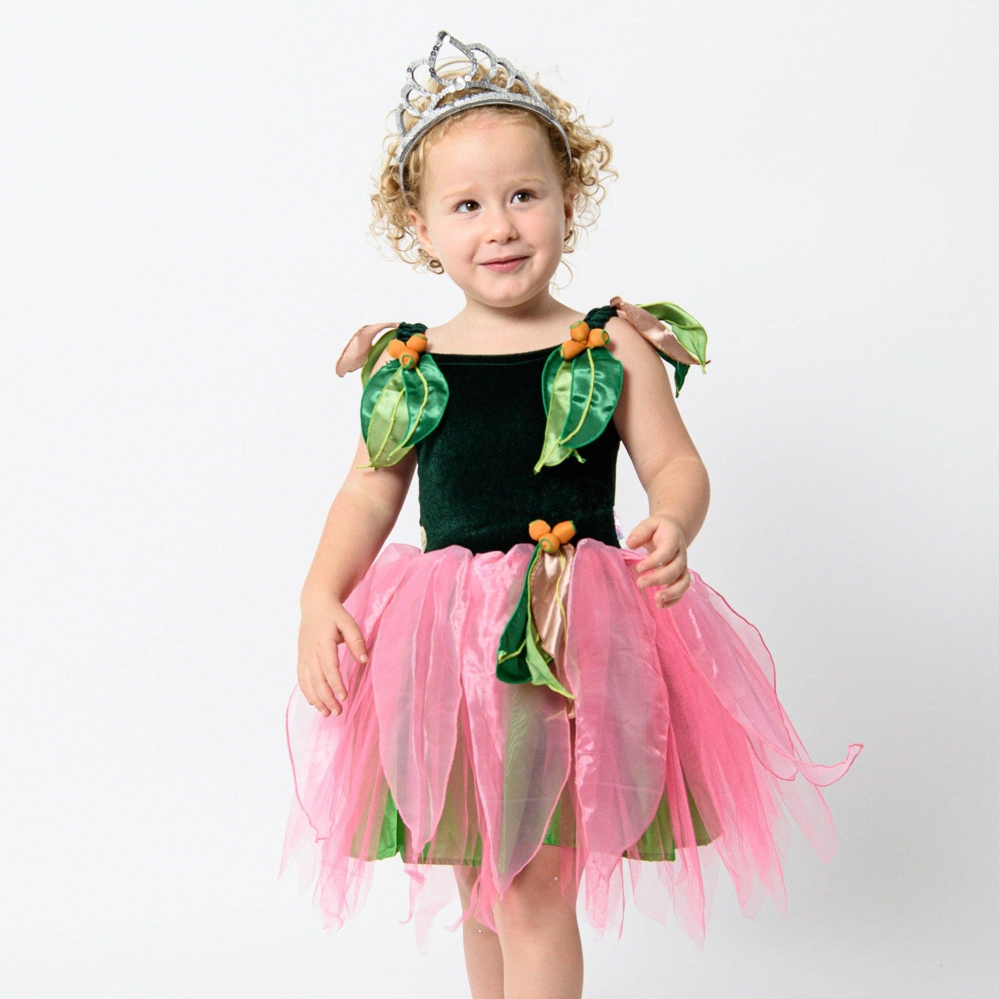 Falda verde con rosa Vestido Little Ragged Blossom de venta al por mayor en Faire4