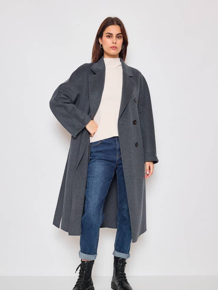 Abrigo elegante con cinturón y bolsillos para venta al por mayor de SUNNY STUDIO