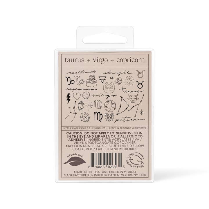 INKED by Dani - Vente Tatouages temporaires - Collection Zodiac : Pack de tatouages temporaires Earth Signs3