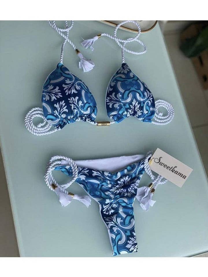 Sweetkama - Wholesale Two Piece Swimsuit - Women's - Ladies String Tie Halter Strap Sexy Bikini Set GY02