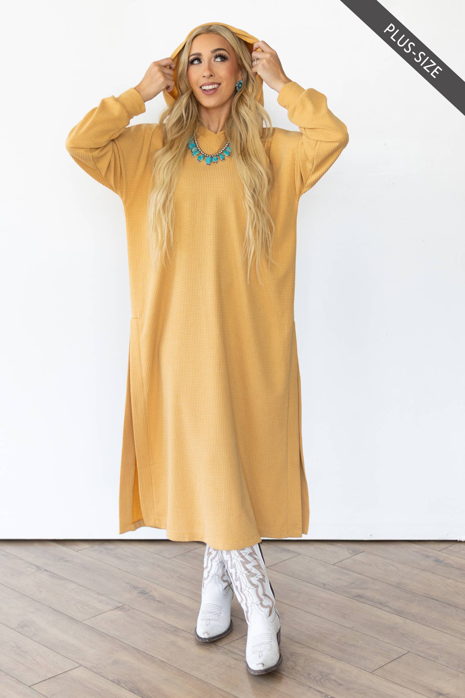 Dear Scarlett - Wholesale Dress - Women's - PLUS SIZE Waffle Knit Thermal Duster15