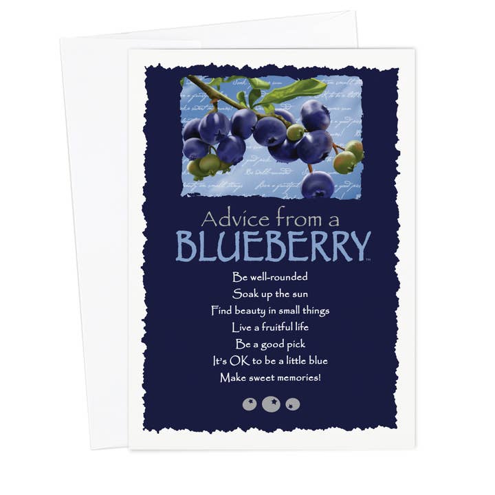 Advice from a Blueberry Greeting Card - Blank for wholesale by Advice for Life by Your True Nature
