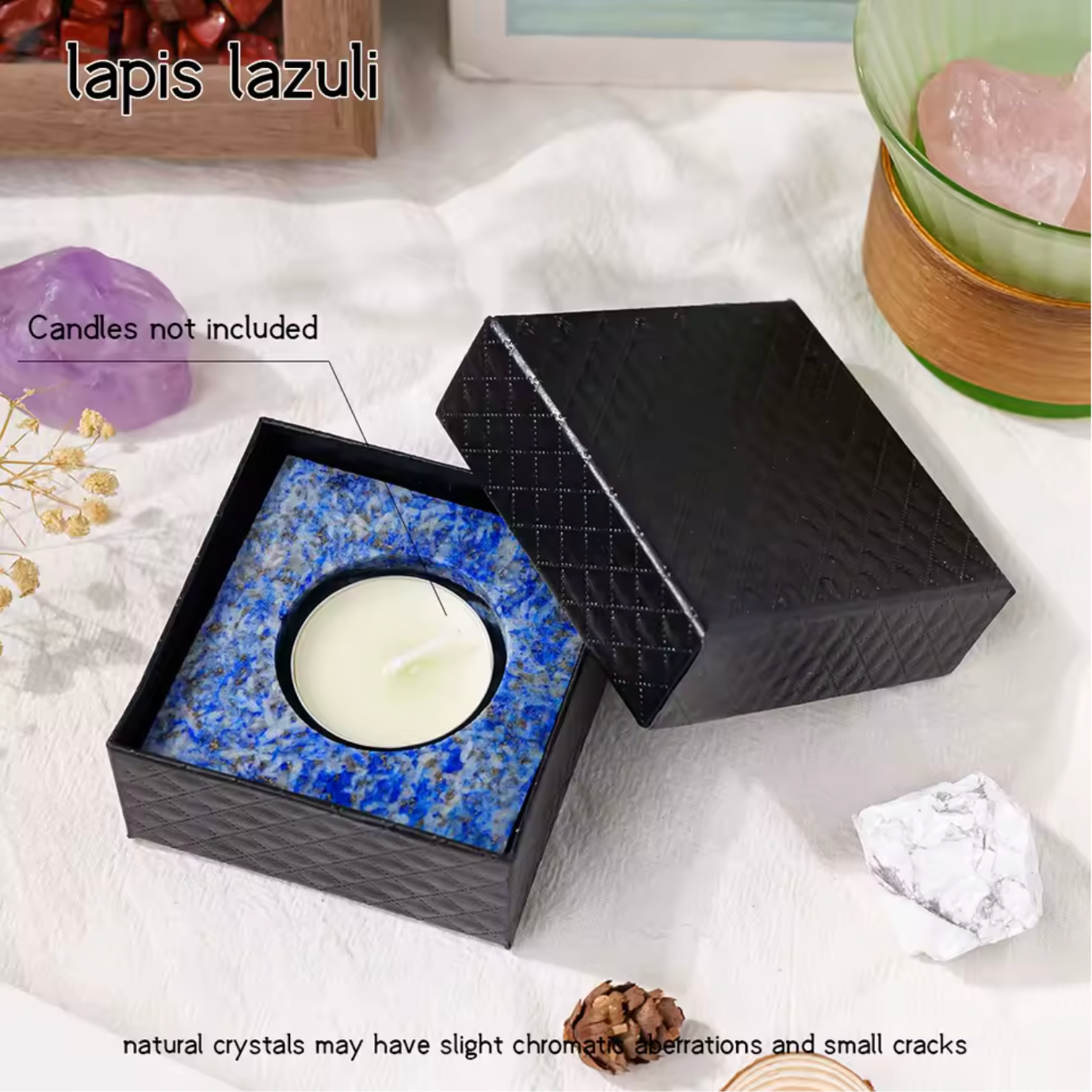 Crystolver (We Cover All Import Fees) - Wholesale Candle Holder - Square Crystal Raw Stone Candle Holder2