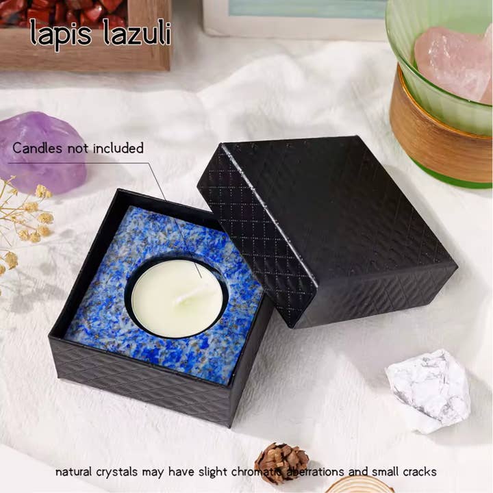 Crystolver (We Cover All Import Fees) - Wholesale Candle holder - Square Crystal Raw Stone Candle Holder2