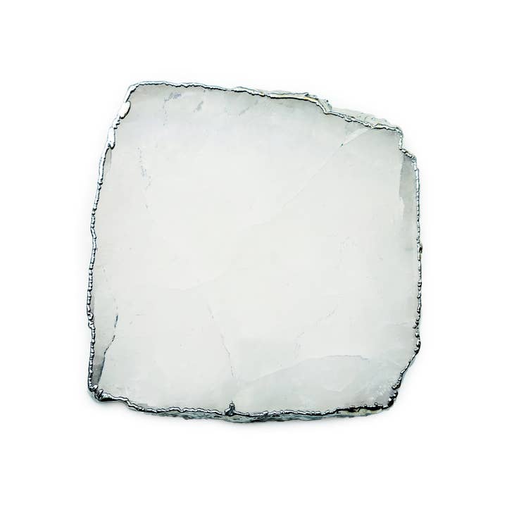 ENVIRONMENT – wholesale Coasters – Crystal Quartz Coaster (Silver sides)