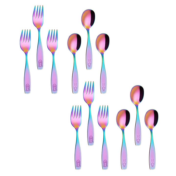 ANNOVA Barnbestick Barnsäkert Bestickset Rostfritt Stål (Regnbågsgaffel och sked, 12) för wholesale av ANNOVA