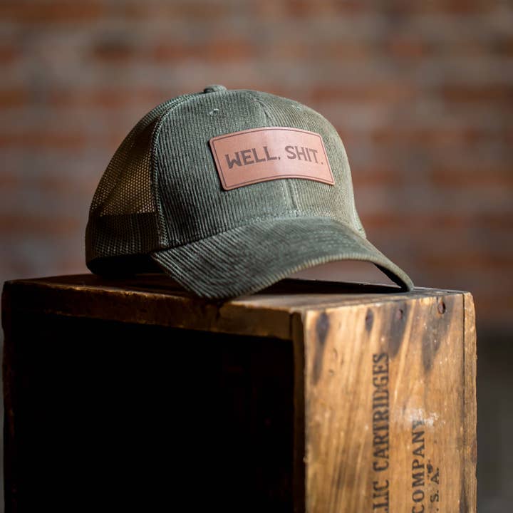 Well Shit Corduroy Trucker Hat for wholesale by Cowboy Slick