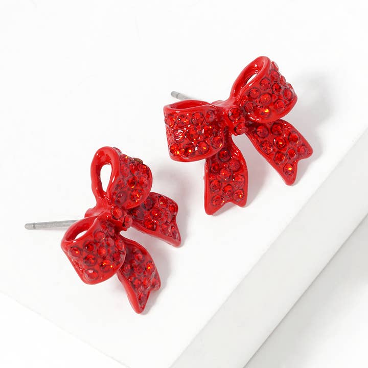 Sensibling Corp. - Wholesale Stud/Post Earrings - Pave bow stud earrings