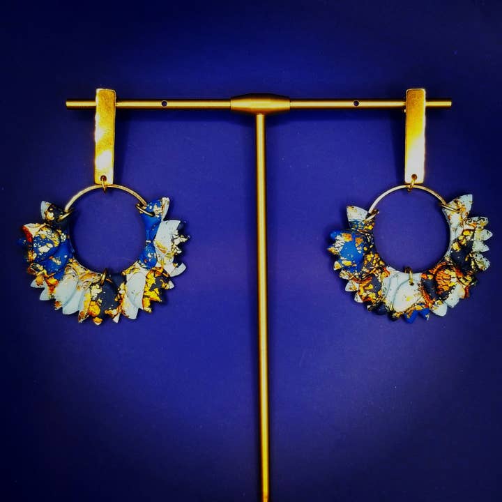 Light Blue, Blue, and Navy with Gold Loop Dangle for wholesale by Creative Chaos Company