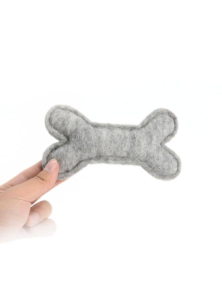 Woollyfelt - Wholesale Pet Chew Toy - Dog - Felt Gray Dog Bone | Set Of 23