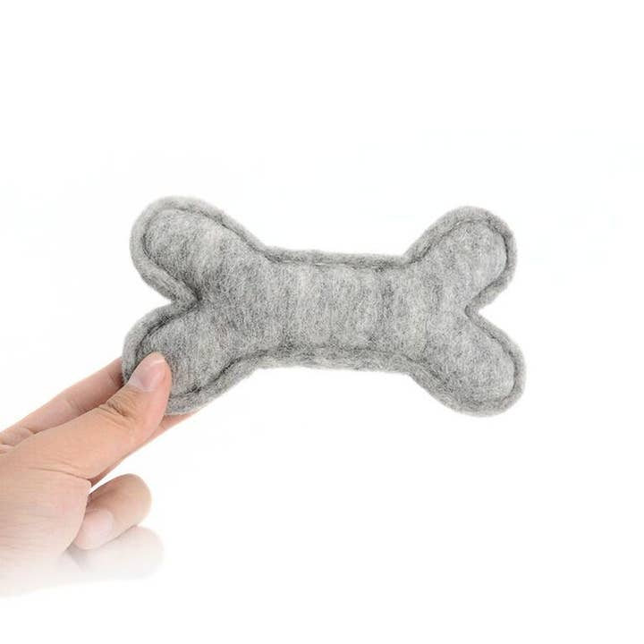Woollyfelt - Wholesale Pet Chew Toy - Dog - Felt Gray Dog Bone | Set Of 23