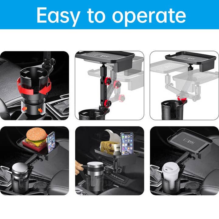 VIGOR - Wholesale Car Decorative Charm - Unisex - Car Cup Holder Expander with Tray 360°Rotating Table Adjusta12