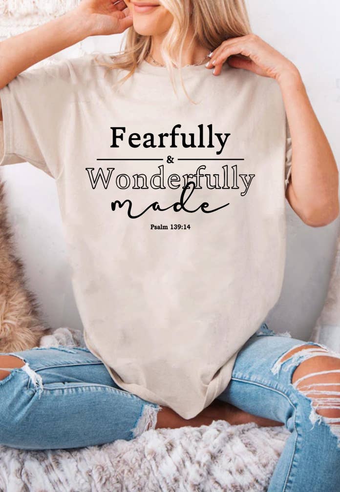 Top Avenue - Wholesale T-Shirt (Graphic) - Unisex - Fearfully and Wonderfully Unisex Round Neck Tee15