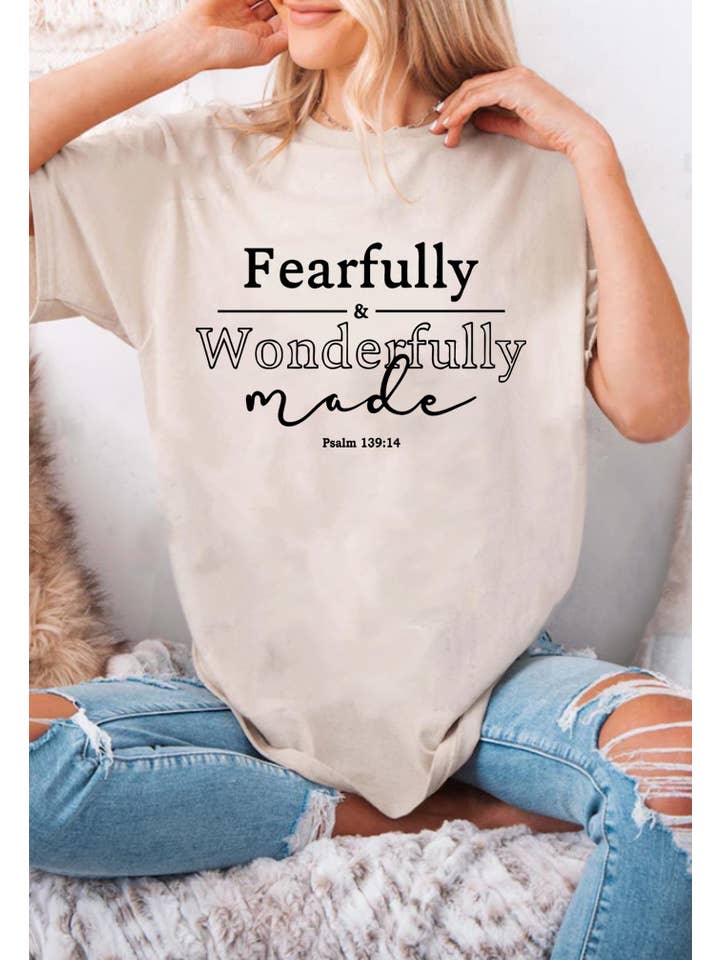 Top Avenue - Wholesale T-Shirt (Graphic) - Unisex - Fearfully and Wonderfully Unisex Round Neck Tee15