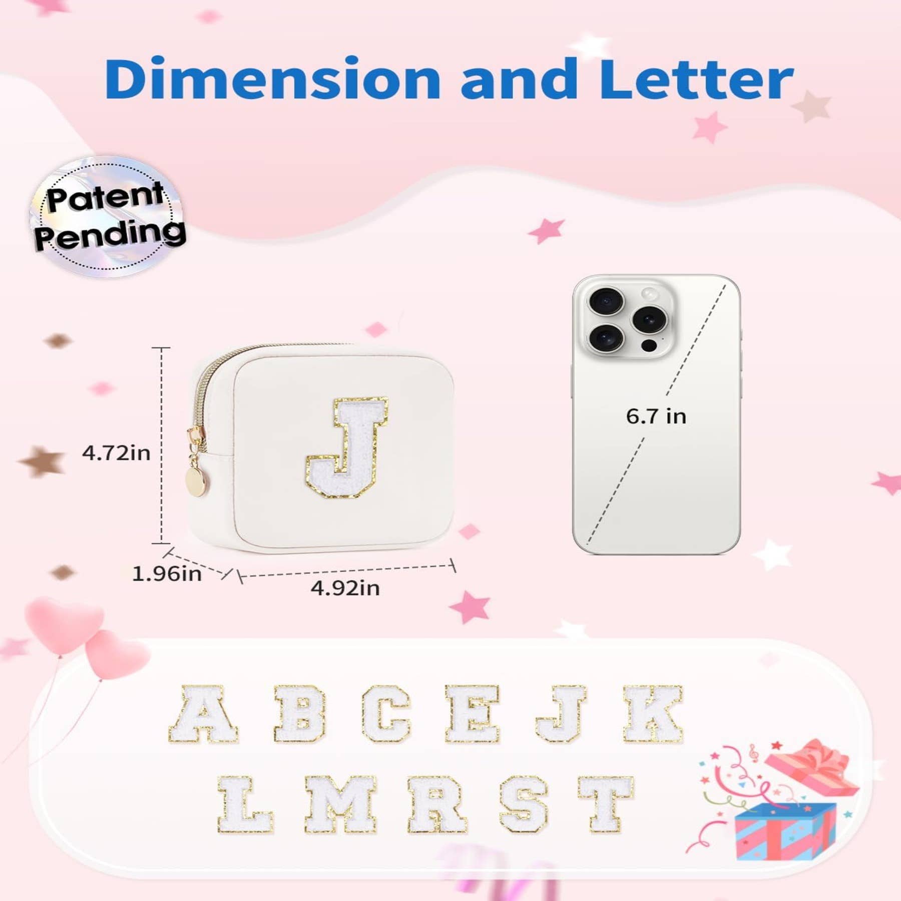 wandf – Großhandel Schmink-/Kosmetiktasche – Personalisierte Monogramm-Tasche Mini Initialen Schminktasche27