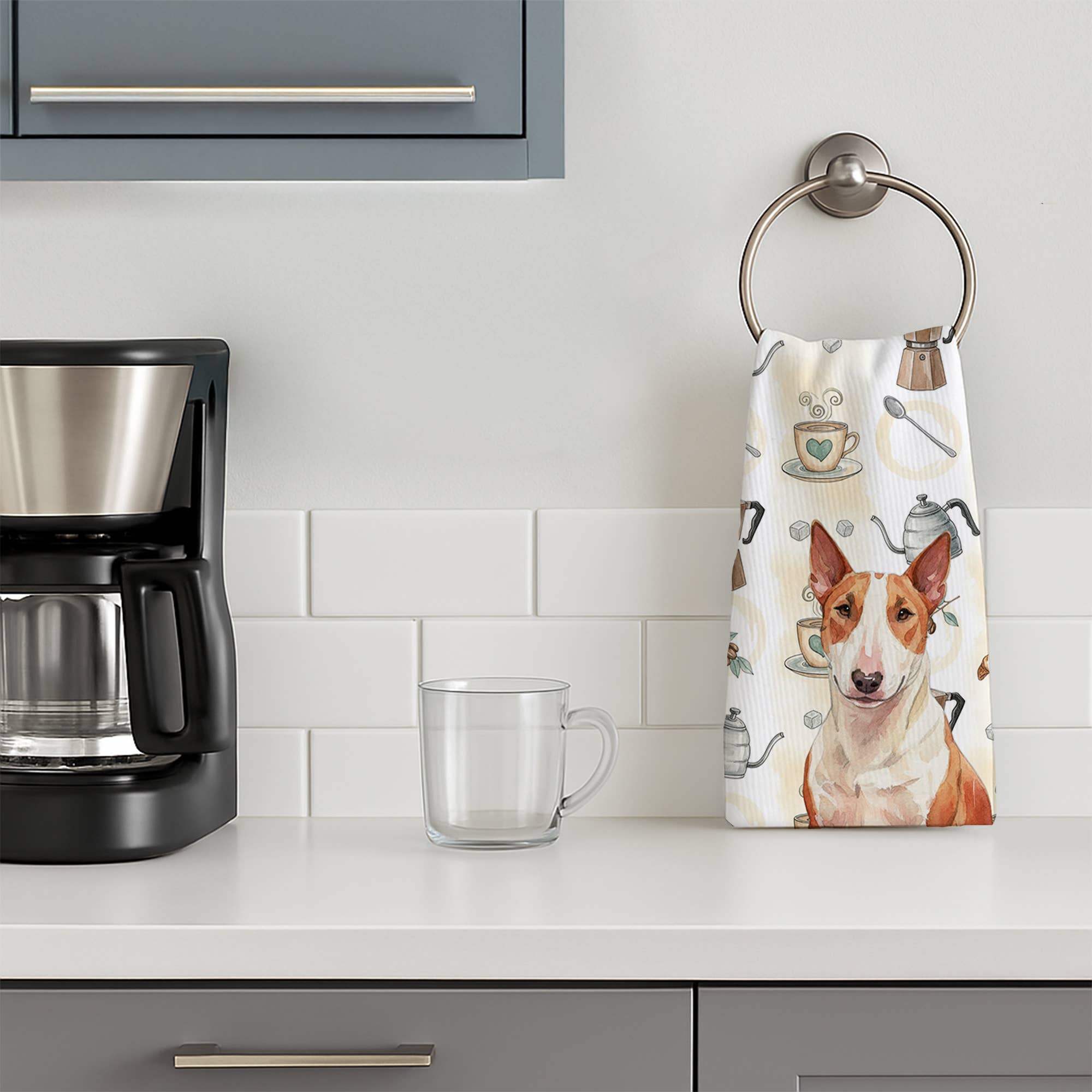 Caroline's Treasures - Wholesale Hand Towel - Red and White Bull Terrier Coffee Bar Towel WDK73511