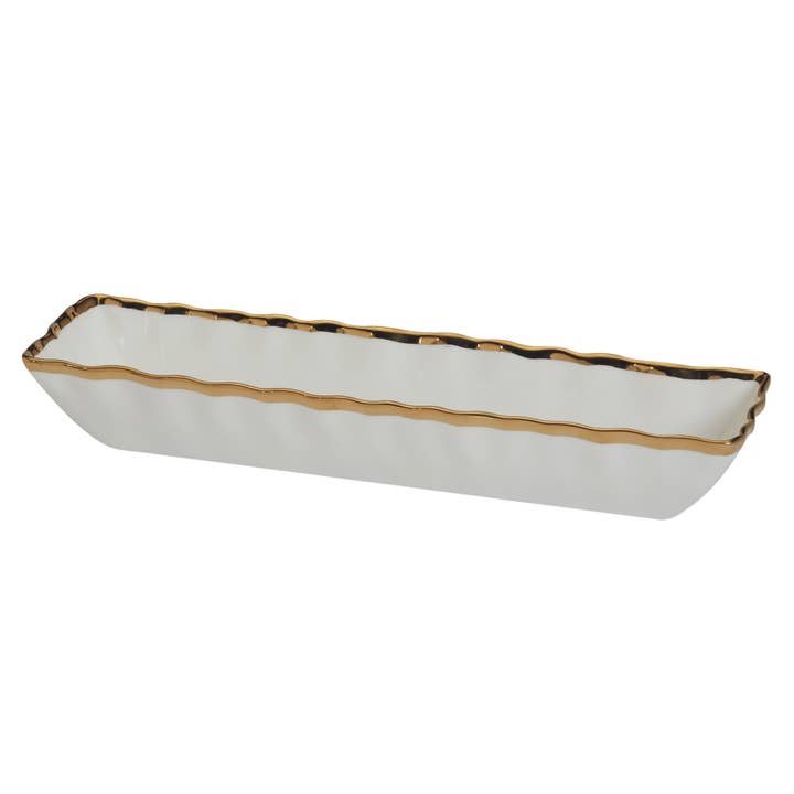 Certified International - Wholesale Serving Tray - Regency Gold Cracker Tray 13in x 3.5in x 2in