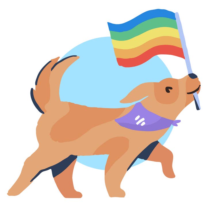 "Pride Puppy" Die-Cut Sticker for wholesale by Jaala Spiro