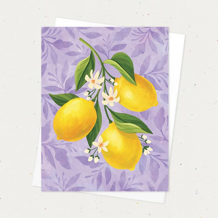 Lemon Dreams A2 Everyday Greeting Card on Recycled Paper for wholesale by Natalie Adams Studio