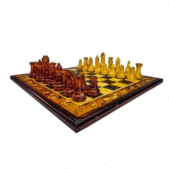 Luxury Amber Chess Pieces Unique Gift for Men by KIZIMA New York for wholesale by KIZIMA