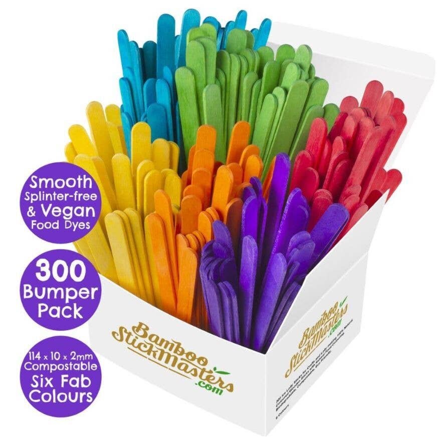 bamboo stick masters – wholesale Craft supplies – Coloured Lollipop Sticks 300 Birch Wood Craft Lolly Sticks3