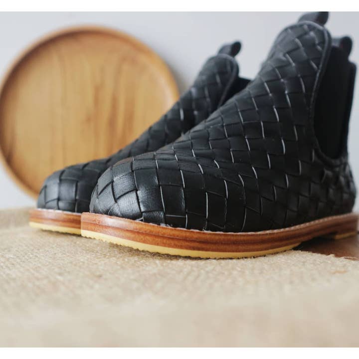 Elvira - Wholesale Boots - Kids - Kids Woven Leather Boots - Black