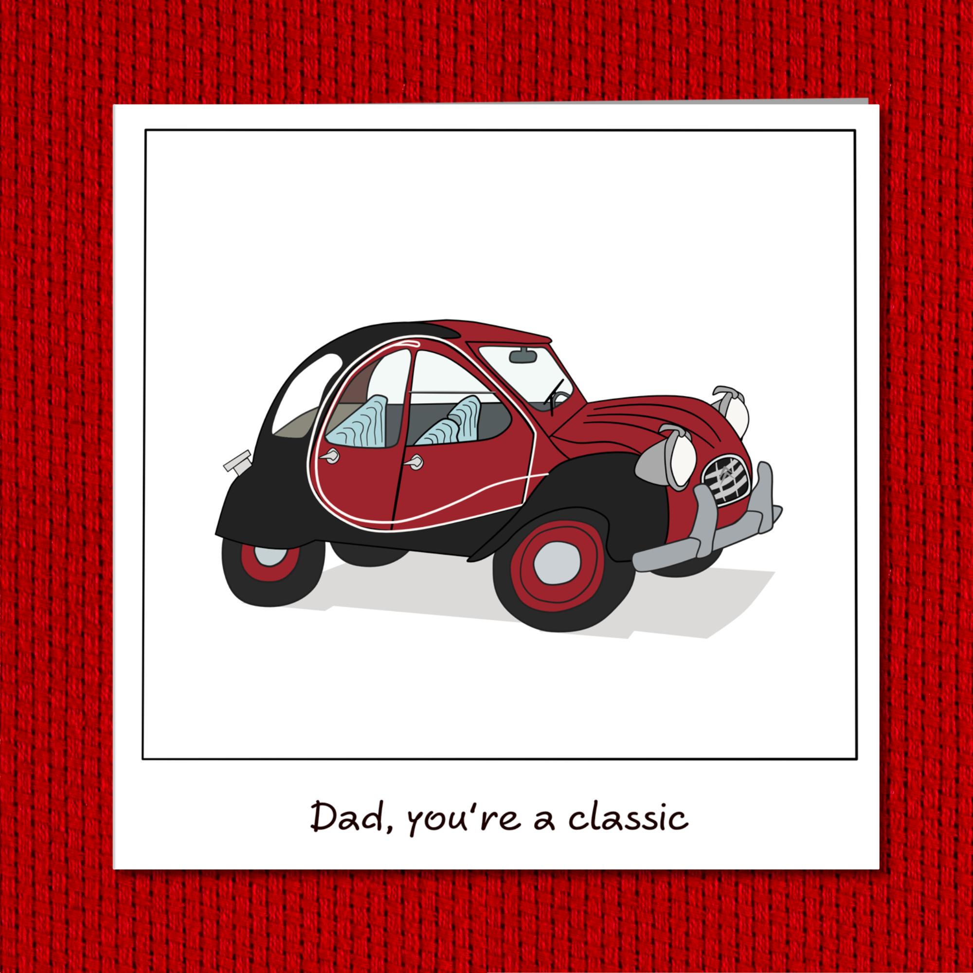 Swizzoo Cards – Großhandel Vatertagskarten – Geburtstags-/Vatertagskarte Dad You're a Classic — Oldtimer 2CV Car — lustiger, humorvoller, amüsanter Cartoon — für den besten Vater — Humor4