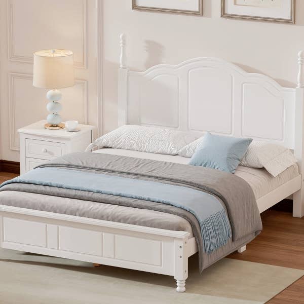 Orange County Decor - Wholesale Bed - Full Size Wood Platform Bed Frame,Retro Style Platform Bed With Wooden Slat Support,White White Wood10