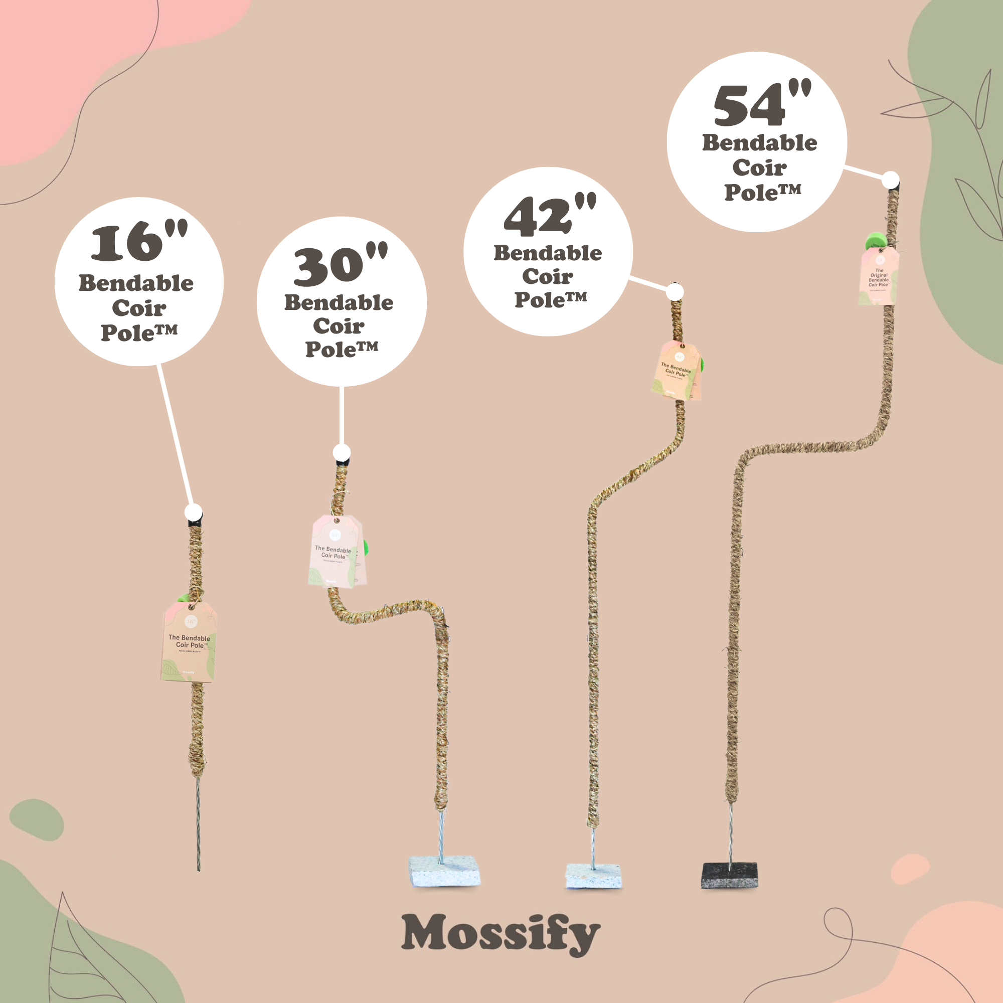 Mossify - Wholesale Trellis - Bendable Coir Pole™ – Flexible Plant Support for Tropicals1