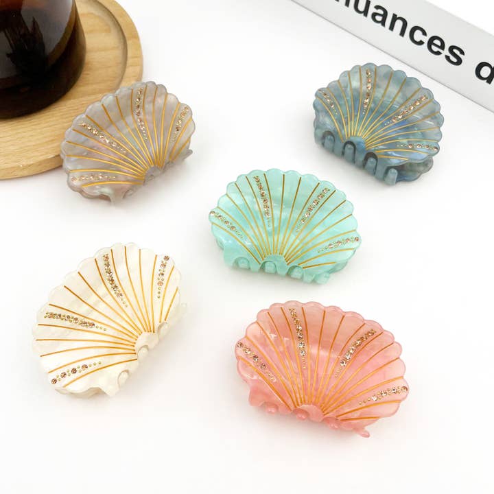 TheDivaSoap - Wholesale Hair Clip - Women's - Crystal Shell Claw Clip, Ocean Creatures Hair Clip