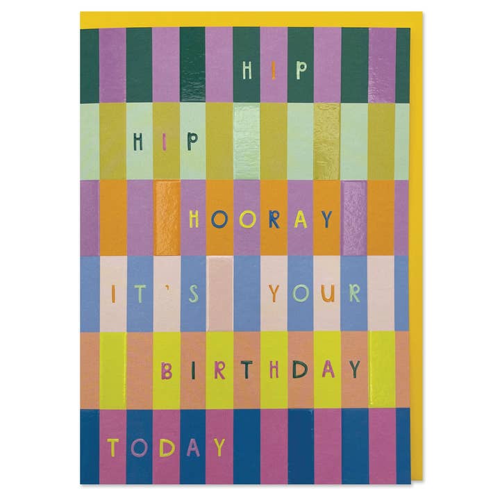 Hip! Hip! Hooray Its your Birthday today' Birthday Card for wholesale by Raspberry Blossom