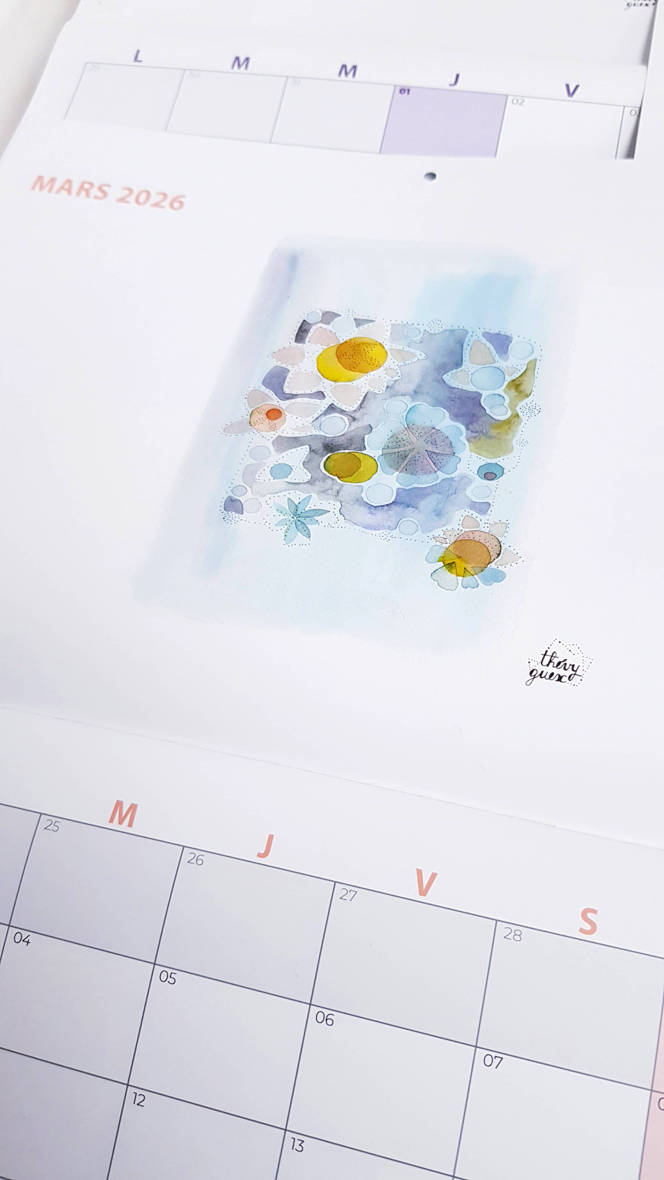Thévy Guex - Wholesale Calendar - 2026 wall calendar watercolor illustration A3 format3