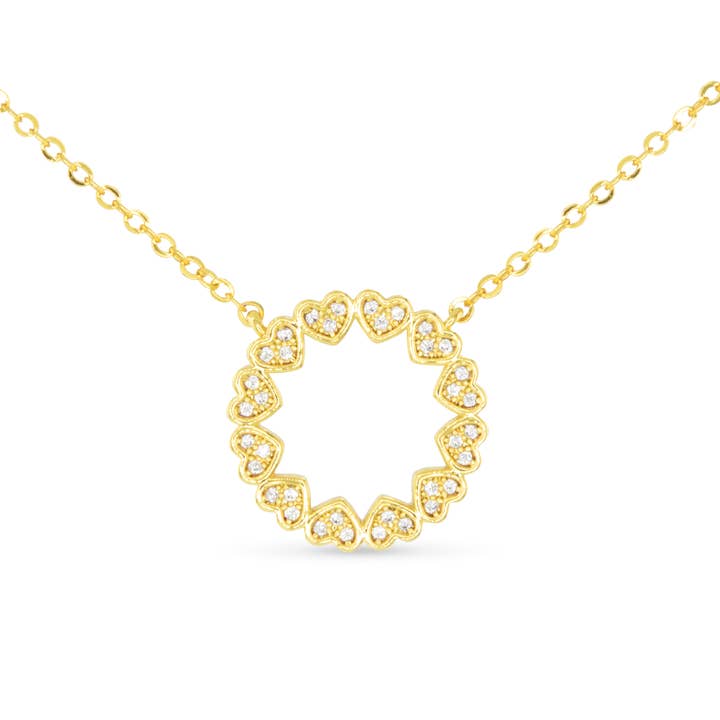 Collier Cercle Cœur Station CZ Or pour la vente par Amanda Blu