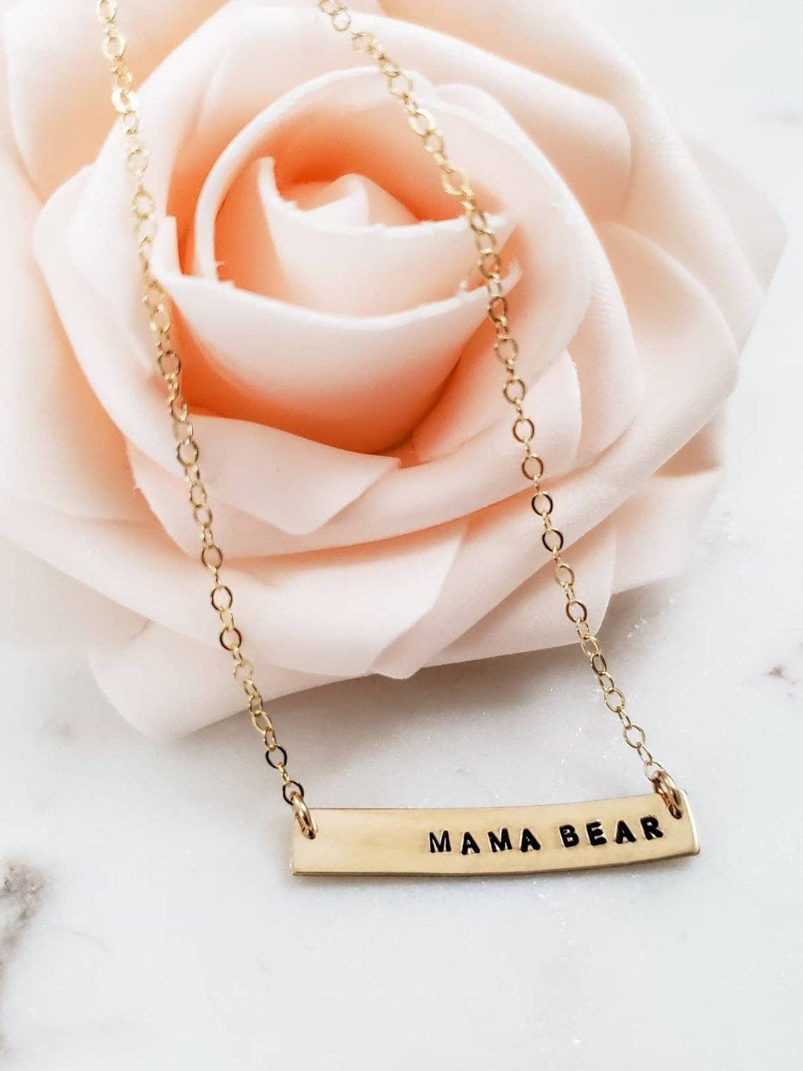 Mama Bear Bar Necklace Gold Chain Pendant Three 3 Cub Jewelry | eBay