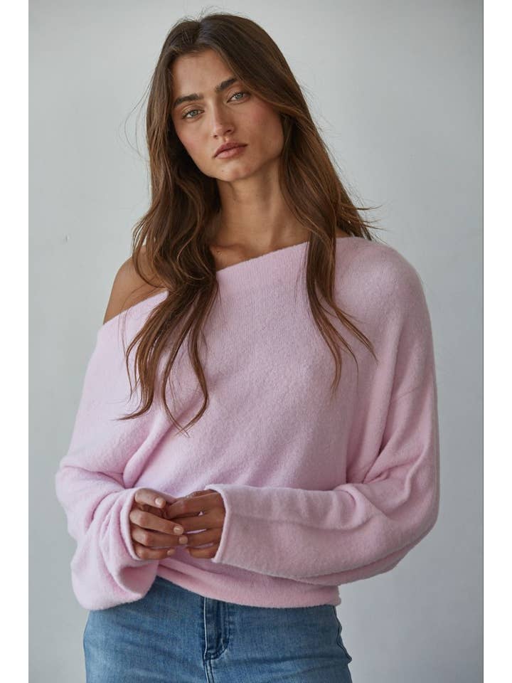 By Together - Vente Pull en maille – femme - W1542 | Pull en tricot à encolure bateau et manches longues