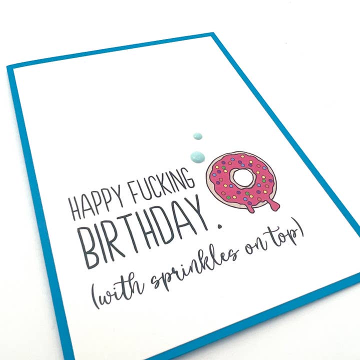 Birthday Fucking Donut Sprinkles on Top Card for wholesale by Muddy Mouth Cards