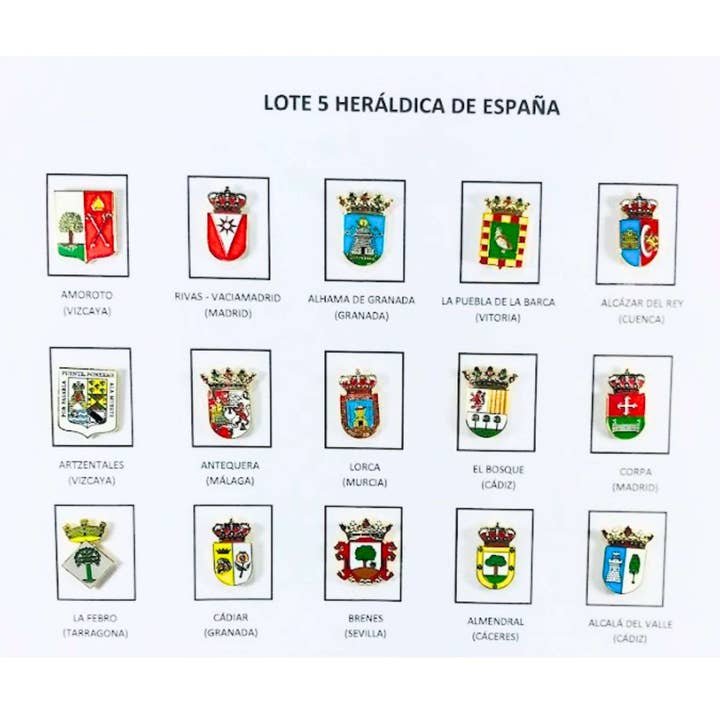 Astur Pins - Wholesale Lapel Pin/Button - Pins - Lot No.5 Spanish Heraldic Shields