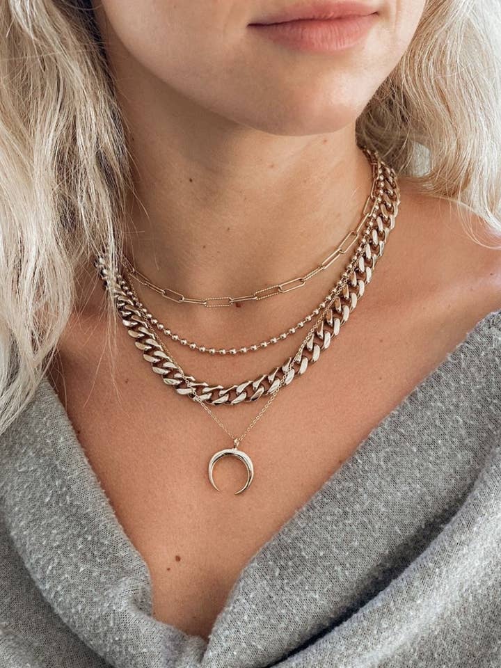 Crescent Moon Gold Necklace for wholesale by LM|J