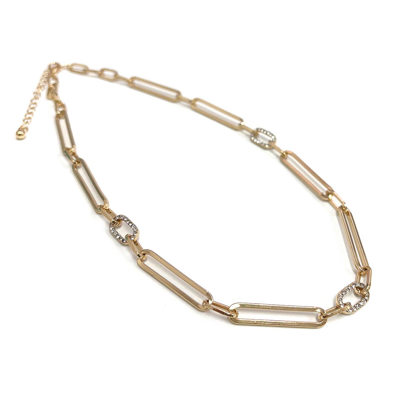 StarryNYC – wholesale Kedjehalsband – Länkad pappersklippskedja med Rhinestone Clip Kedjehalsband2