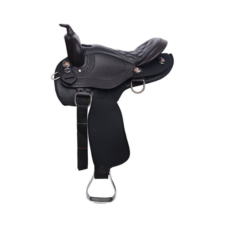 Western Saddle with Floral Conchos and Quilted Seat for wholesale by Pro Classic Global